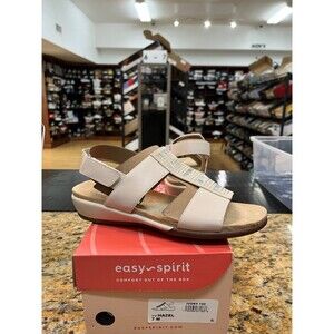 Easy Spirit Women's Hazel Ivory Rhinestone Low Wedge Comfort Sandals NEW Size 7M